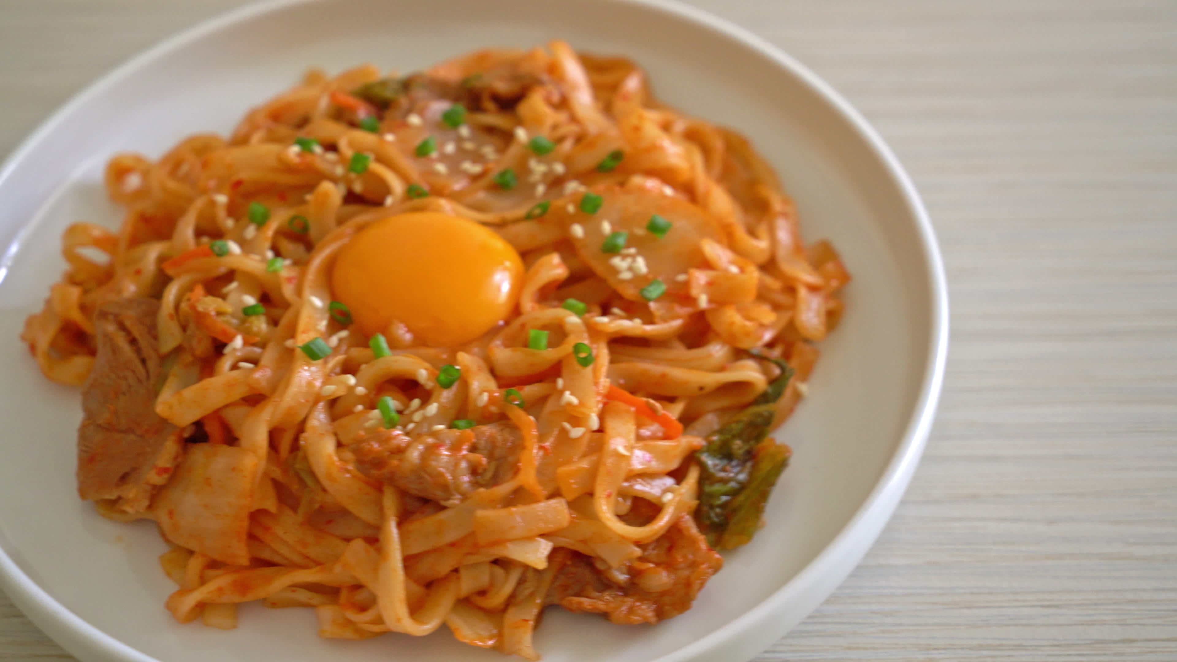 Pork and Kimchi with Noodles 3174881 Stock Video at Vecteezy