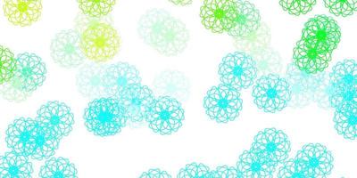 Telón de fondo natural de vector azul claro, verde con flores.