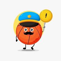 Cute basketball character becomes traffic cop vector
