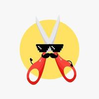 Cute scissors character with mustache vector