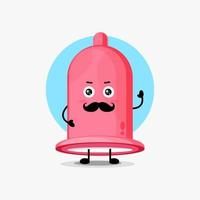 Cute condom character with mustache vector