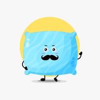 Mustache cute pillow character illustration vector