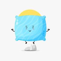 Illustration of cute pillow character meditating vector