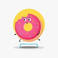 lindo personaje de donut corriendo competencia vector
