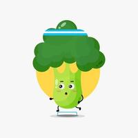 Funny broccoli character running competition vector