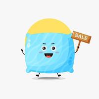 Cute pillow character with sale sign vector