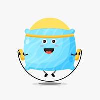 Cute pillow character doing jump rope vector