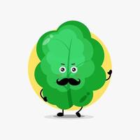 lindo personaje de hoja con bigote vector