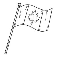 Canadian flag with maple leaf, linear icon vector