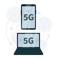 Red estándar 5g para smartphone y portátil. vector