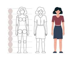 How to draw a woman flat outline tutorial vector