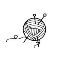 Ball of yarn, skein of thread in doodle style vector