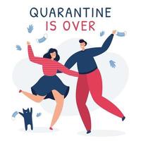 A couple is happy that the quarantine is over. vector