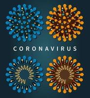 Vista cercana del conjunto aislado coronavirus covid-19 vector