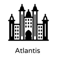 atlantis y edificio vector