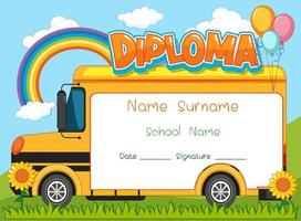 Diploma or certificate template for school kids vector