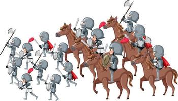 Medieval historical army characters going to the war vector