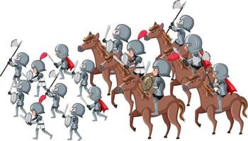 Medieval historical army characters going to the war vector