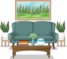 Living room furniture design on white background vector