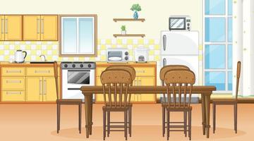 Diseño de interiores de comedor con muebles. vector