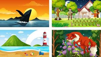 Four different nature horizontal scene vector