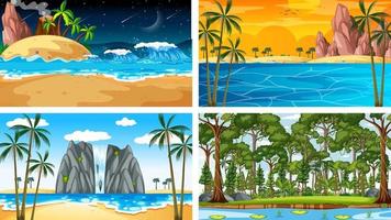 Four different nature horizontal scenes vector