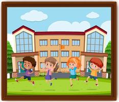 Happy kids photo in a frame vector