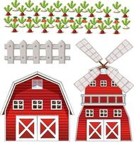 Farm element set isolated on white background vector