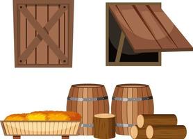 Set of wood object vector
