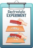 Electrostatic experiment with comb and paper vector