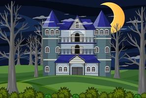 Haunted halloween mansion at night vector