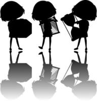 Set of musical kids silhouette with reflex vector