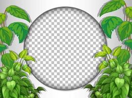 Round frame with tropical leaves template