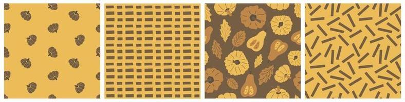 Set of yellow brown autumn seamless patterns vector