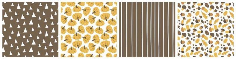 Set of four fall seamless patterns vector