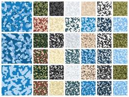 Collection military and army pixel camouflage seamless pattern vector