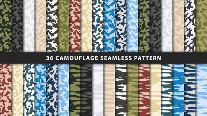 Collection military and army camouflage seamless pattern