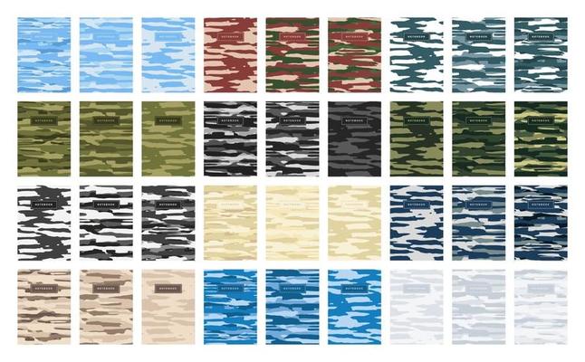 Collection military and army camouflage abstract cover notebook