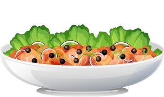 Side view of salmon salad bowl isolated vector