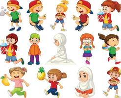 Children doing different activities cartoon character vector