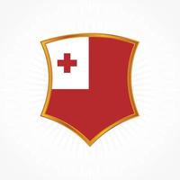 Tonga flag vector wit shield frame