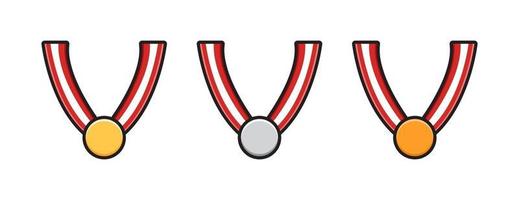 Set collection of medal cartoon icon illustration vector
