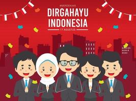 día de la independencia de indonesia con carácter de gente de negocios vector