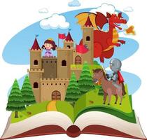 Medieval open book theme vector