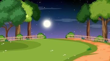 Blank nature park at night scene with pathway through the meadow vector