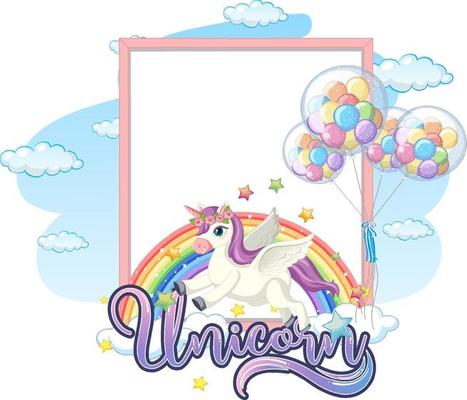 Blank banner with cute pegasus cartoon character