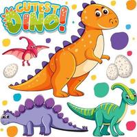 Set of isolated various dinosaurs cartoon character vector