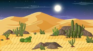 Desert forest landscape at night scene vector