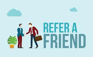 refer a friend concept with word of text and business character people vector