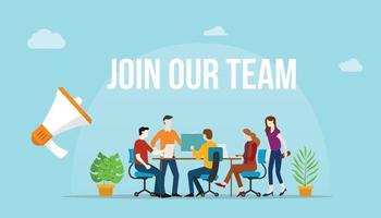 join our team concept with team people working together vector